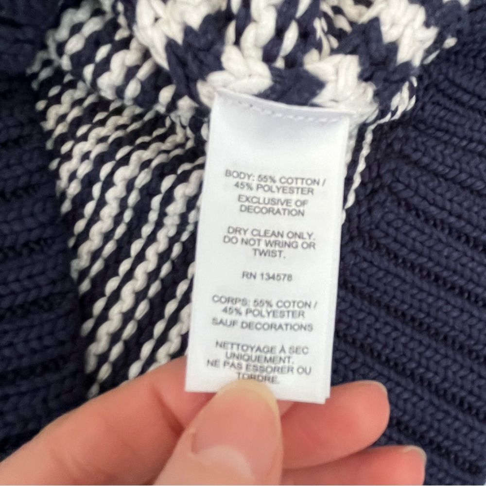 Vineyard Vines Navy and White Striped Cotton Blend Crew Neck Sweater Size Medium - Picture 8 of 10